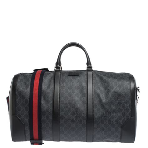 gucci black leather duffle bag
